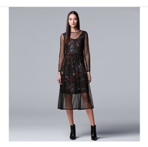 Vera Wang Mesh Overlay Dress